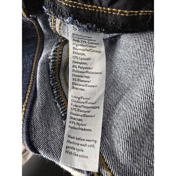 SPANX Distressed Ankle Skinny Pull On Jeans Medium Wash Raw Hem Denim Stretch M - Picture 10 of 11